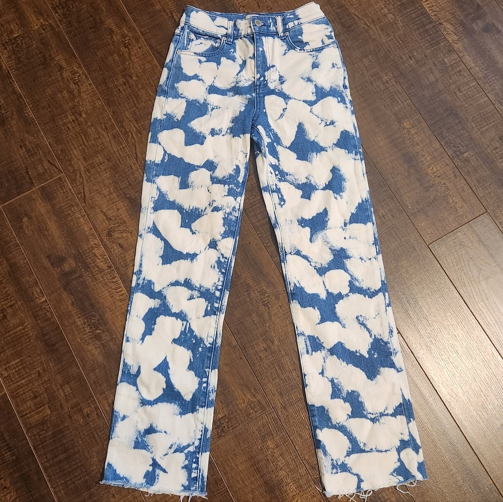 ALICE + OLIVIA Women's Size 25 Marble Amazing Bleach High-Rise Straight-Leg Jean